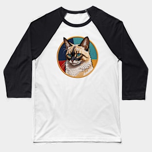 Balinese Cat Embroidered Patch Baseball T-Shirt